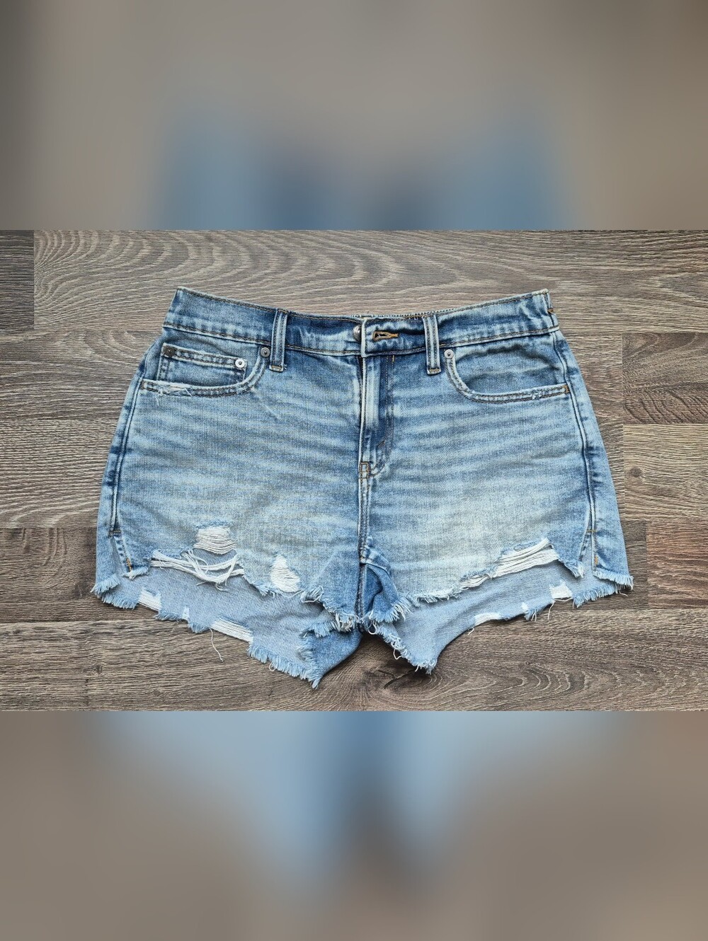 Aerie - Distressed Blue Denim Shorts - Size Small